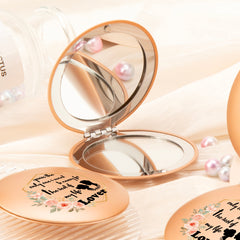 Dreamy Dance of Love: 7cm Round UFO Mirror in Rose Gold with Magnetic Clasp, Adorned with Romantic Wishes – Ideal Gift for Her