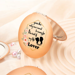 Dreamy Dance of Love: 7cm Round UFO Mirror in Rose Gold with Magnetic Clasp, Adorned with Romantic Wishes – Ideal Gift for Her