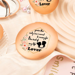 Dreamy Dance of Love: 7cm Round UFO Mirror in Rose Gold with Magnetic Clasp, Adorned with Romantic Wishes – Ideal Gift for Her