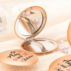 Dreamy Dance of Love: 7cm Round UFO Mirror in Rose Gold with Magnetic Clasp, Adorned with Romantic Wishes – Ideal Gift for Her