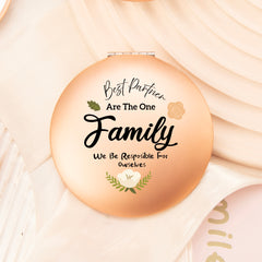 Dreamy Dance of Love: 7cm Round UFO Mirror in Rose Gold with Magnetic Clasp, Adorned with Romantic Wishes – Ideal Gift for Her