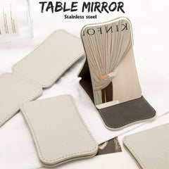 The Stainless Steel Single-sided Mirror With A Leather Shell Can Be Placed On Any Plane To Make Makeup More Convenient And Is Available In Multiple Colors.