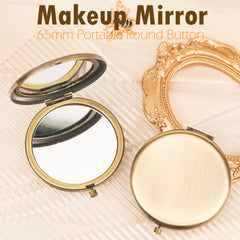 1PC Round Button Mirror 2X Magnification Folding Double Side Compact Mirror Suitable As A Gift For Mother Friend Lover Suitable For Christmas Birthday Valentine's Day Suitable For Use At Home Company Classroom