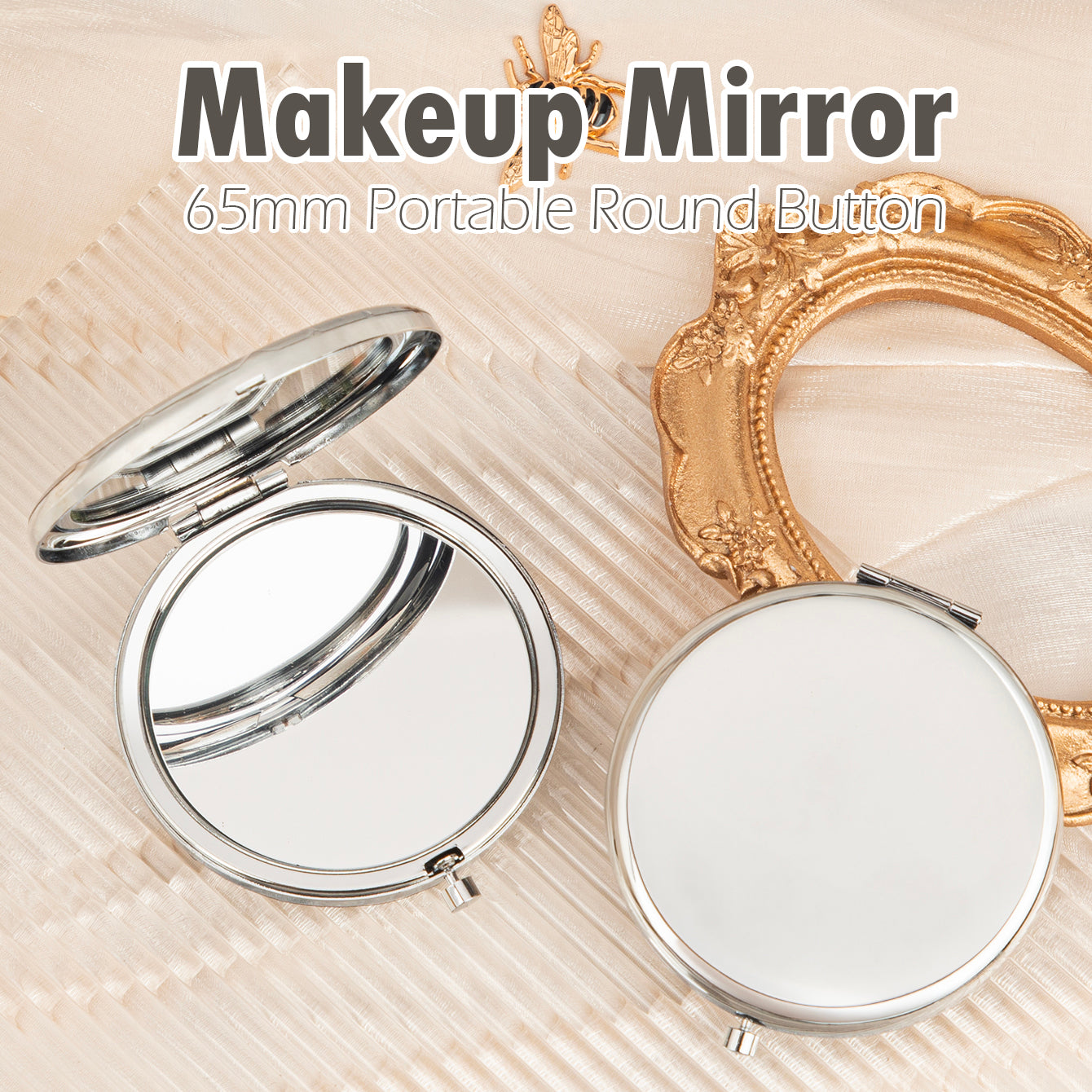 1PC Round Button Mirror 2X Magnification Folding Double Side Compact Mirror Suitable As A Gift For Mother Friend Lover Suitable For Christmas Birthday Valentine's Day Suitable For Use At Home Company Classroom