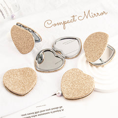 1PC Heart Loose Powder Makeup Mirror Folding Double Side Compact Mirror 2X Magnification Available In Pink Yellow And Black You Can Become The Focus Of The Crowd On Any Occasion And Attract Attention Suitable As A Fashion Item For Girlfriend