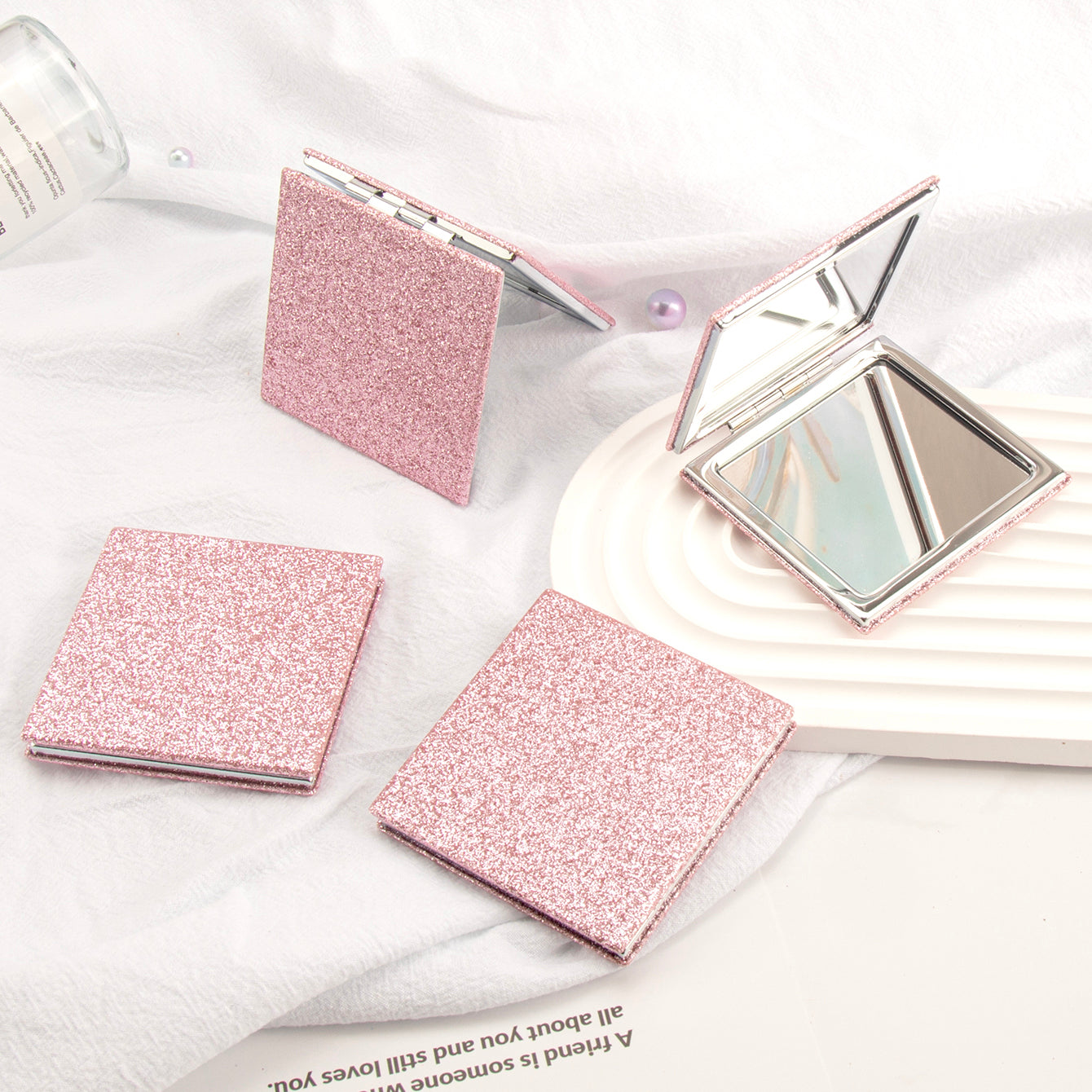 1PC Square Loose Powder Makeup Mirror Folding Double Side Compact Mirror 2X Magnification Available In Pink Yellow And Black You Can Become The Focus Of The Crowd On Any Occasion And Attract Attention Suitable As A Fashion Item For Girlfriend