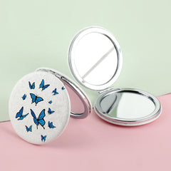 1PC PU Leather Makeup Mirror Folding Round 7cm Double Side Compact Mirror 2X Magnification Beautiful Print Suitable As Gift for Sister Mother Lover Can Be Used As Birthday Anniversary Valentine's Day Gift Also Suitable In Daily Life Suitable To Carry