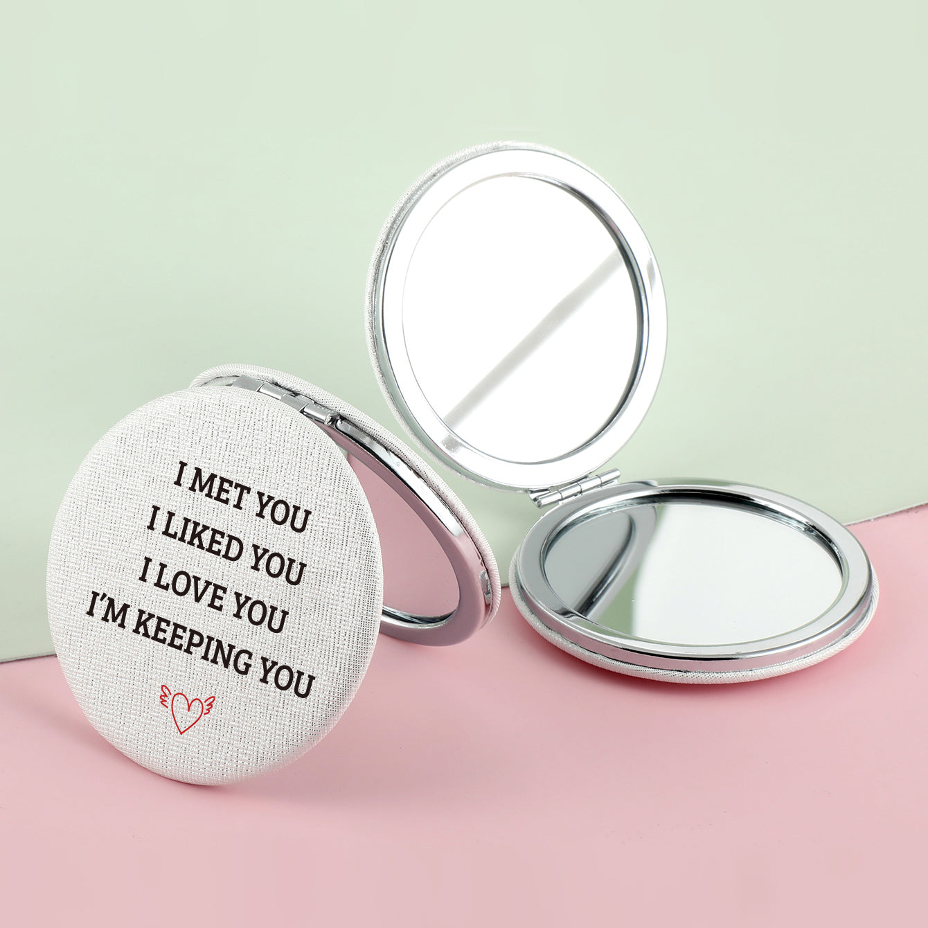 1PC PU Leather Makeup Mirror Folding Round 7cm Double Side Compact Mirror 2X Magnification Beautiful Print Suitable As Gift for Sister Mother Lover Can Be Used As Birthday Anniversary Valentine's Day Gift Also Suitable In Daily Life Suitable To Carry