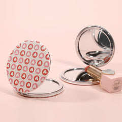 1PC PU Leather Makeup Mirror Folding Round 7cm Double Side Compact Mirror 2X Magnification Beautiful Print Suitable As Gift for Sister Mother Lover Can Be Used As Birthday Anniversary Valentine's Day Gift Also Suitable In Daily Life Suitable To Carry