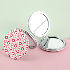 1PC PU Leather Makeup Mirror Folding Round 7cm Double Side Compact Mirror 2X Magnification Beautiful Print Suitable As Gift for Sister Mother Lover Can Be Used As Birthday Anniversary Valentine's Day Gift Also Suitable In Daily Life Suitable To Carry