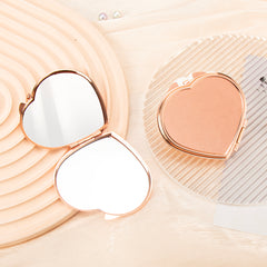 1PC DIY Blank Makeup Mirror Folding Heart Double Side Compact Mirror 2X Magnification Gold And Sliver Suitable For Making Unique DIY Mirrors For Relatives And Friends As Holiday Gifts And Birthday Gifts Can Be Used At Home Company And Other Occasions