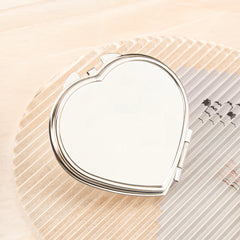 1PC DIY Blank Makeup Mirror Folding Heart Double Side Compact Mirror 2X Magnification Gold And Sliver Suitable For Making Unique DIY Mirrors For Relatives And Friends As Holiday Gifts And Birthday Gifts Can Be Used At Home Company And Other Occasions