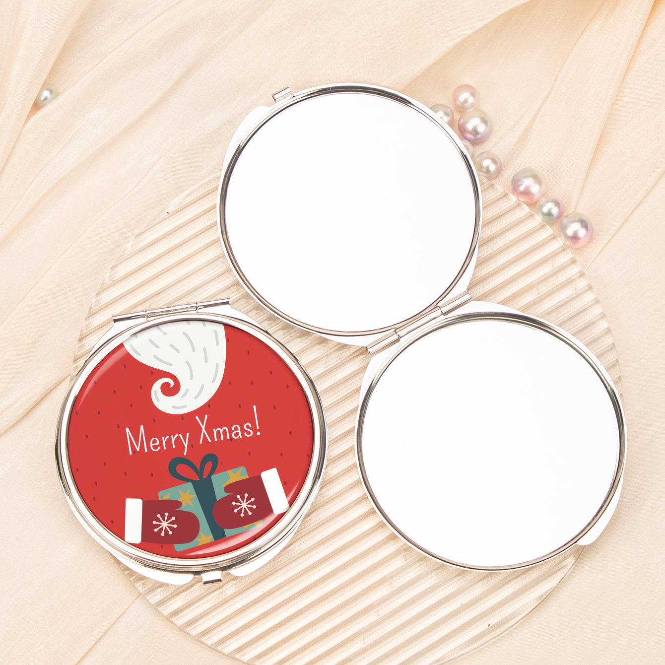 1PC Christmas Present Makeup Mirror 2X Folding Double Side Compact Mirror  Perfect Gift For Christmas For Sisters Daughters Granddaughters Aunts Mothers Grandmothers And Girlfriends Great Quality Compact Size For On The Go Beauty