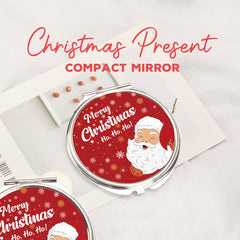 In-Stock Christmas Pattern Epoxy Droplet Craft, 7cm Round Clasp Makeup Mirror, Silver Plated, Perfect for Gifting during the Holiday Season