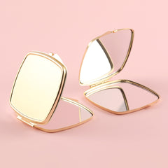 1PC DIY Blank Makeup Mirror Folding Rounded Corner Squares Double Side 2X Magnification Gold And Sliver Suitable For Making Unique DIY Mirrors For Relatives And Friends As Holiday Gifts And Birthday Gifts Can Be Used At Home Company And Other Occasions