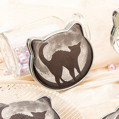 🐾 Must-Have for Feline Glam! Silver-Plated, Cat-Shaped Double-Sided Makeup Mirror 🌟 Featuring a Stylish Black Cat Print, 2x Magnification – The Perfect Gift for Your Dear Friends! 🎁