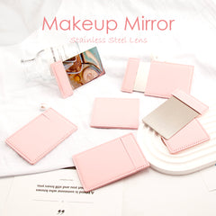 1PC Stainless Steel Makeup Mirror Leather Shell Wrapped Pull-out Single-sided Stainless Steel Cosmetic Mirror Stylish Easy To Carry Suitable As Gift Sister Girlfriend Suitable For Using On Any Occasion Leather Shell Protects Mirror From Being Broken