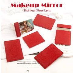 1PC Stainless Steel Makeup Mirror Leather Shell Wrapped Pull-out Single-sided Stainless Steel Cosmetic Mirror Stylish Easy To Carry Suitable As Gift Sister Girlfriend Suitable For Using On Any Occasion Leather Shell Protects Mirror From Being Broken