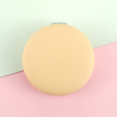 Dreamy Macaron Magic: INS Style 70mm Round Dual-Sided Portable Makeup Mirror, Eco-Friendly Leather Wrap, Metal Frame, Ideal for Weddings and Various Holiday Gifts, In-stock in Pink and Beige, 2x Magnification