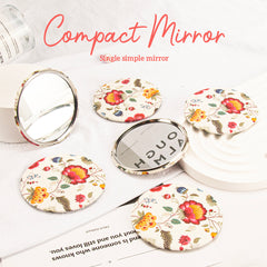 1 PC Round Single-sided Makeup Mirror Tinplate Interior Exquisite Printed Paper Shell Compact And Portable Design Perfect For Precision Makeup Ideal Gift For Mother Daughter Sister Girlfriend Suitable For Home Office Travel And More