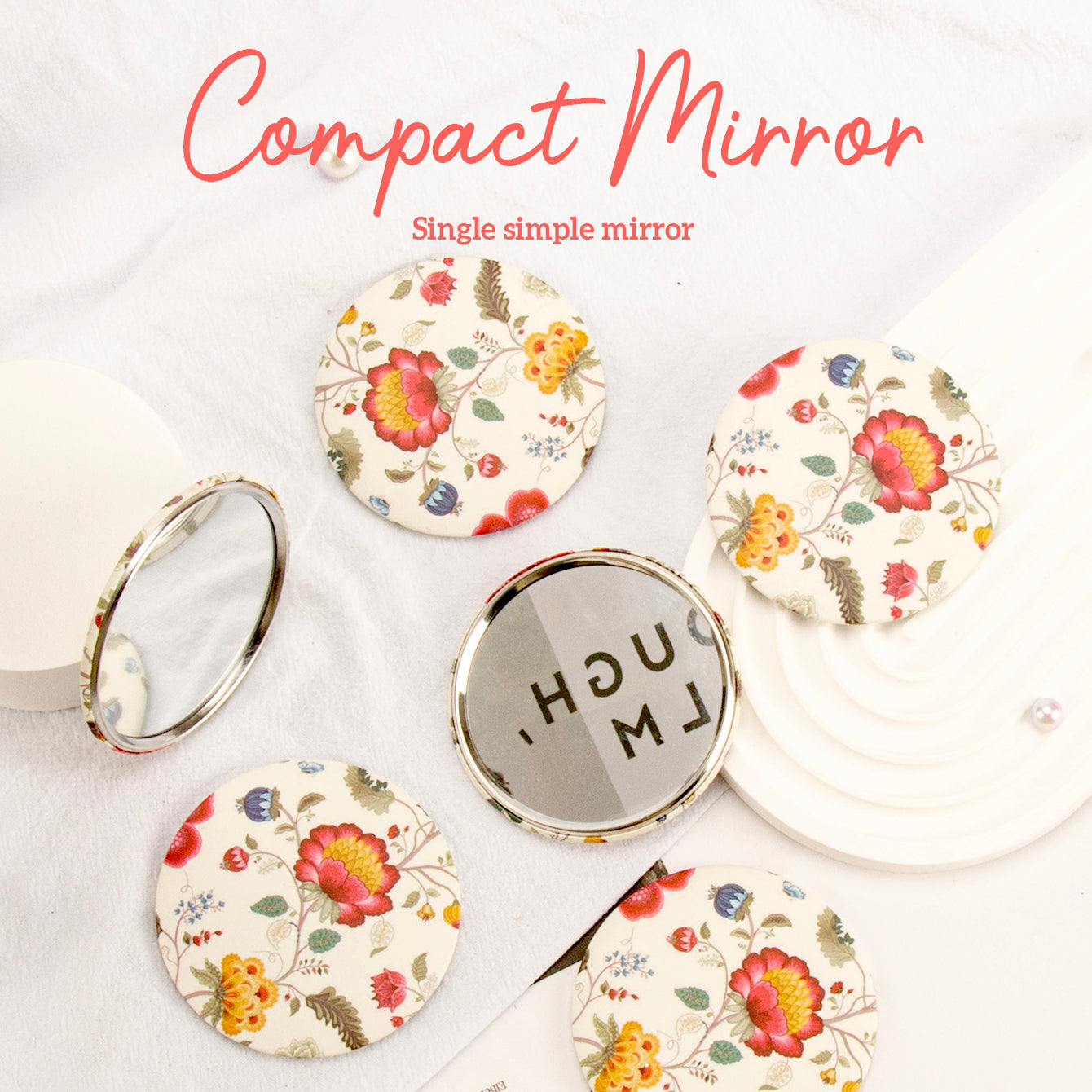 ✨Elevate Your Beauty Game!✨ 70mm Round Single-sided Makeup Mirror with Portable Design, Sturdy Iron Material, Metal Frame, Vibrant 4C Printing, Glass Lens – Affordable Promo Gift! 💄