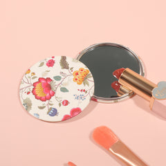 1 PC Round Single-sided Makeup Mirror Tinplate Interior Exquisite Printed Paper Shell Compact And Portable Design Perfect For Precision Makeup Ideal Gift For Mother Daughter Sister Girlfriend Suitable For Home Office Travel And More