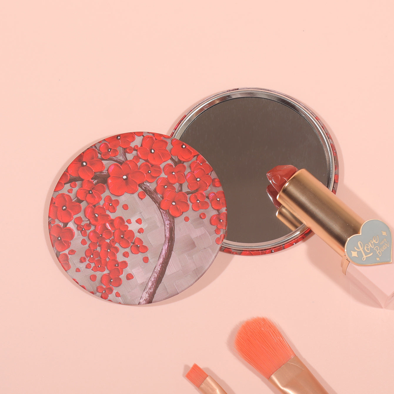 1 PC Round Single-sided Makeup Mirror Tinplate Interior Exquisite Printed Paper Shell Compact And Portable Design Perfect For Precision Makeup Ideal Gift For Mother Daughter Sister Girlfriend Suitable For Home Office Travel And More