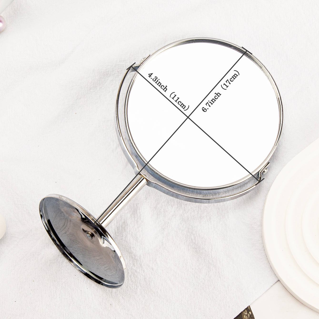 1 PC Silver Round Table Makeup Mirror With Elegant Design And HD Clarity Perfect For Home Office And Vanity Use Ideal For Precision Makeup Application A Stylish And Functional Accessory Great As A Gift For Mother Daughter Sister Or Girlfriend