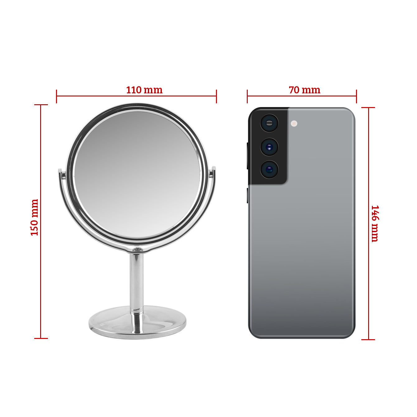 1 PC Silver Round Table Makeup Mirror With Elegant Design And HD Clarity Perfect For Home Office And Vanity Use Ideal For Precision Makeup Application A Stylish And Functional Accessory Great As A Gift For Mother Daughter Sister Or Girlfriend