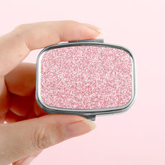 ✨ Sparkling PU Gallette Inlaid with Glitter Leather, Metal Material, Glass Lens, 45*55mm Rounded Rectangle Pill Organizer! ✨