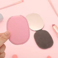 Fashion Forward | PU Leather Clad, Compact 8K HD Egg-shaped Folding Makeup Mirror, Four Colors to Choose from, Drop-Proof Design