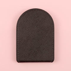 1 PC Arch-Shaped Leather Shell Foldable Single-Sided Makeup Mirror With Elegant Design Compact Structure Perfect For Precision Makeup At Home Office And Travel An Ideal Gift For Mother Sister Or Girlfriend To Enhance Their Beauty Routine