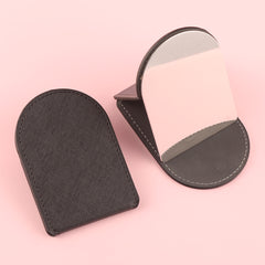 1 PC Arch-Shaped Leather Shell Foldable Single-Sided Makeup Mirror With Elegant Design Compact Structure Perfect For Precision Makeup At Home Office And Travel An Ideal Gift For Mother Sister Or Girlfriend To Enhance Their Beauty Routine