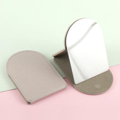 1 PC Arch-Shaped Leather Shell Foldable Single-Sided Makeup Mirror With Elegant Design Compact Structure Perfect For Precision Makeup At Home Office And Travel An Ideal Gift For Mother Sister Or Girlfriend To Enhance Their Beauty Routine