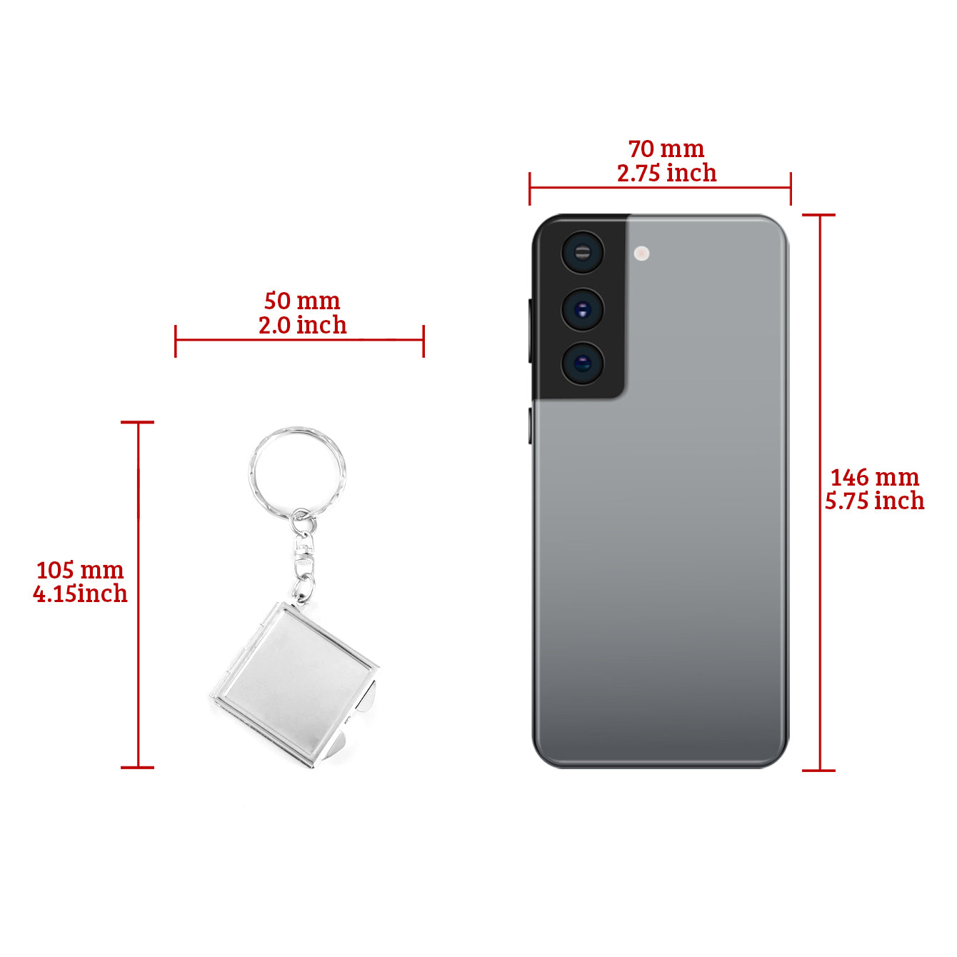 1 PC DIY Blank Keychain Mirror 2X Magnification Double Side Portable Design Perfect For Personalization Ideal Gift For Friends Family Special Occasions