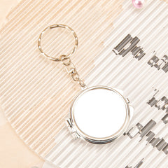 1 PC Round Keychain Mirror 2X Magnification Double Side Compact Mirror Portable Compact Design High-Definition Regular Mirror And Magnifying Side Ideal For Precision Makeup Perfect Gift For Mother Sister Girlfriend Suitable For Home Travel And More