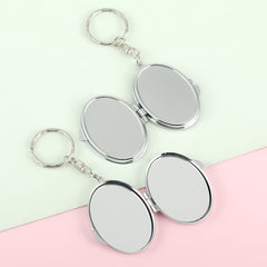 Creative DIY Essential! 40*50mm Oval Silver-Plated Keychain Mirror – Stylish Dual-Sided Design, Ideal DIY Material!