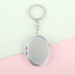 Creative DIY Essential! 40*50mm Oval Silver-Plated Keychain Mirror – Stylish Dual-Sided Design, Ideal DIY Material!