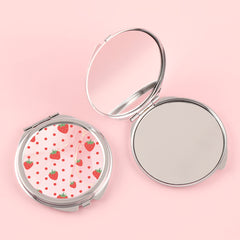 Chic 60mm Mirror with Glass Lens, Metallic Casing, and Silver Electroplating. Clever Clasp, 4C Printing, and In Stock! Ideal Gift for Sisters and Aunts. 💖 #MakeupMirror #GiftIdeas #InStockNow