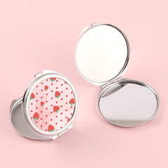 1 PC Round Silver Frame Makeup Mirror Pink Resin Decor Folding Double-Sided Design Perfect For Precision Makeup Ideal Gift For Mother Daughter Sister Girlfriend Suitable For Home Office Travel And More