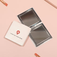 I Wish You Were Here 💫 | Exquisite Print 60mm Square Double-Sided Portable Makeup Mirror | INS-style Design, Ideal Gift for Every Occasion | 2x Magnification for Practical Elegance ✨