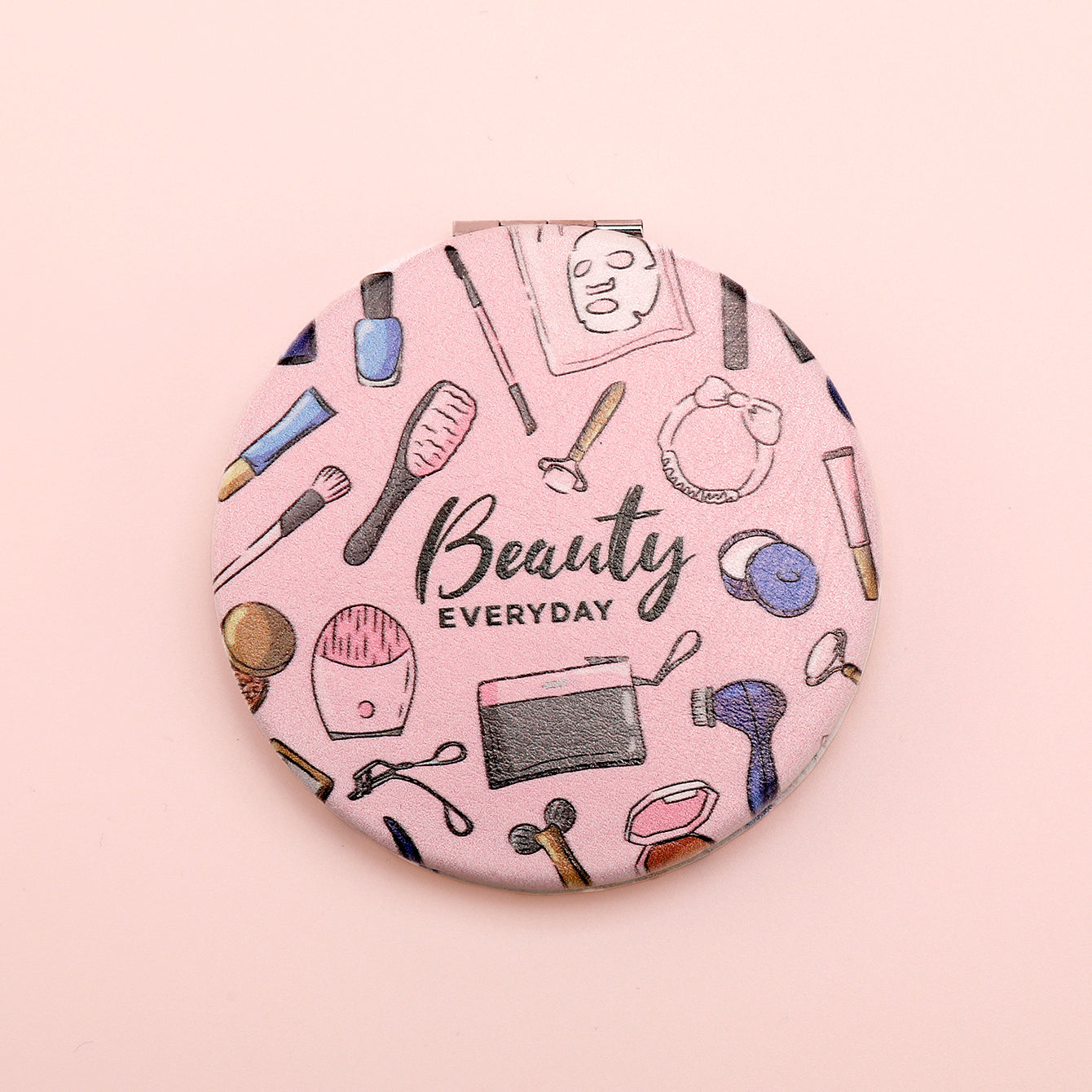 ✨ Elevate Your Beauty Game with Printed BEAUTY Text! 🌸 Compact & Chic at 70mm, our In-Stock Round Makeup Mirror is a Must-Have 💄 Double-sided for On-the-Go Glam, with 2x Magnification for Precision 🌈 Shiny Silver Electroplating Adds a Touch of Glam