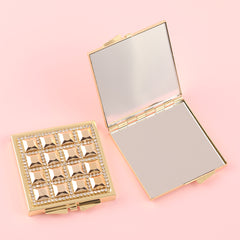 ✨ Chic INS-Style Glamour ✨ 60mm Square Foldable Makeup Mirror, HD Glass, Gold Plating, Diamond-Inspired Accents – The Ultimate Holiday Gift for Your Dearest Friends! 💖