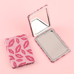 ✨ Pink Glitter Glam Compact Mirror ✨ Double-Sided HD Glass, Silver-Plated, Lips Pattern Design 🎁 The Perfect Holiday Gift for Friends! 🌟 #FashionBeauty #ShineBright #INSTrend