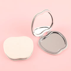 ✨Chic Foldable Elegance✨ 65*75mm Apple-shaped Makeup Mirror with Dual HD Glass, Silver Electroplating, Stylish White Stripe PU Leather Wrap – The perfect festive gift for friends! 💄🎁 #FashionBeauty #FestiveSurprise #ExquisiteGift