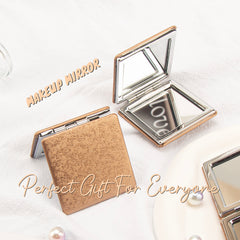 Eco-Friendly PU Leather Square Mirror, Brown, Silver Plating Frame, Metal Material, 60x60mm, Your Fashionable & Sustainable Essential