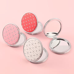 Shining Enviromental Protection, loving PU Glitte Leather Round Cosmetic Mirror, HD Lenses, Silver Plating Metal Frame, Showing Your Beauty and Love.