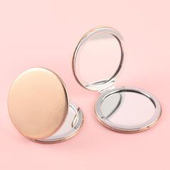 The 70*70mm Round Cosmetic Mirror is Made of Eco-friendly PU Leather, with a HD Glass Mirror and an Plating Silver Metal Frame, Showing the Perfect Combination of Pure Beauty, Environmental Protection, and Elegant Beauty