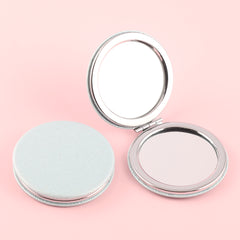 HD Glass Round Makeup Mirror, with Plating Silver Metal Frame and PU Eco-friendly Leather, Available in Five Colors, Bringing You a Unique Fashion Experience