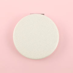 HD Glass Round Makeup Mirror, with Plating Silver Metal Frame and PU Eco-friendly Leather, Available in Five Colors, Bringing You a Unique Fashion Experience